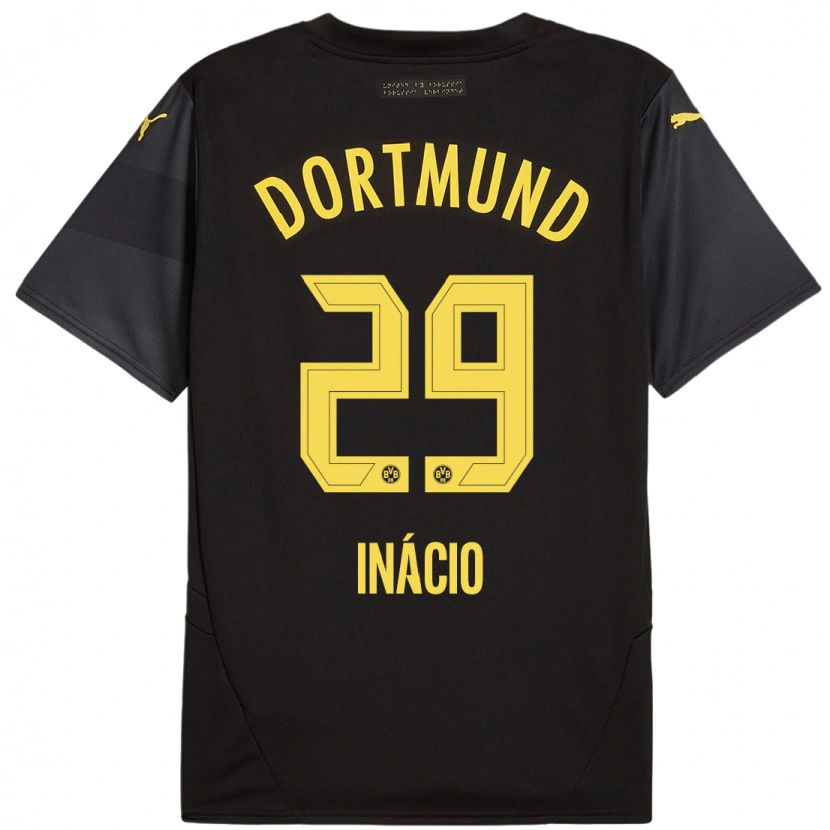 Danxen Kinder Samuele Inácio #29 Schwarz Gelb Auswärtstrikot Trikot 2024/25 T-Shirt Schweiz