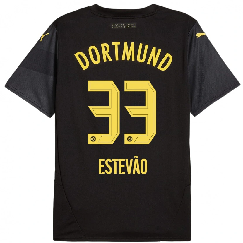 Danxen Kinder Tiago Estêvão #33 Schwarz Gelb Auswärtstrikot Trikot 2024/25 T-Shirt Schweiz