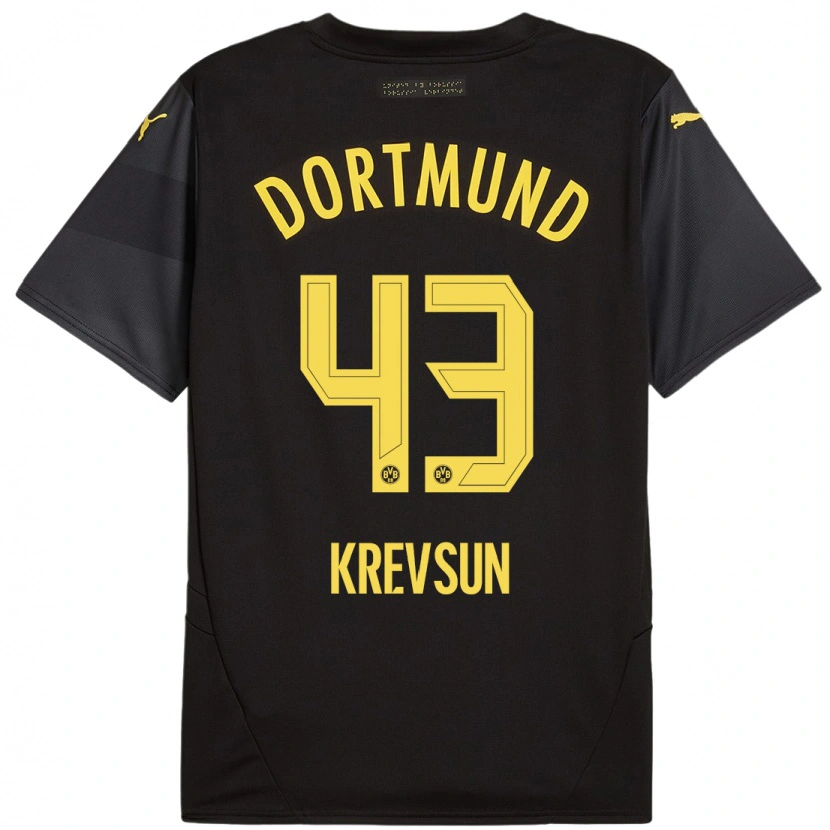 Danxen Kinder Danylo Krevsun #43 Schwarz Gelb Auswärtstrikot Trikot 2024/25 T-Shirt Schweiz