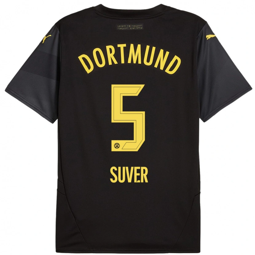 Danxen Kinder Mario Suver #5 Schwarz Gelb Auswärtstrikot Trikot 2024/25 T-Shirt Schweiz