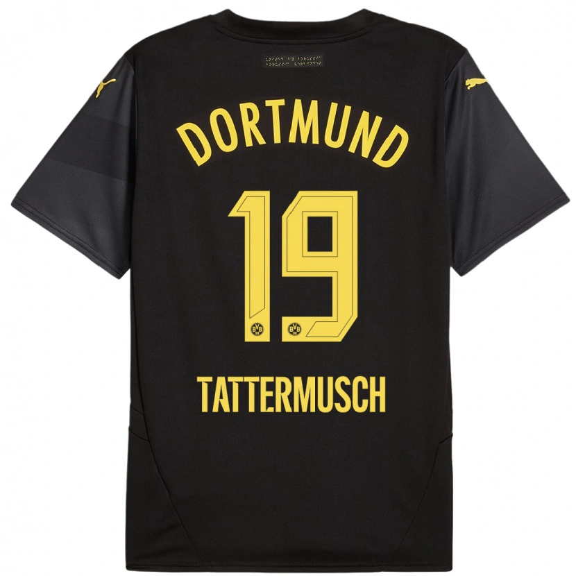 Danxen Kinder Ted Tattermusch #19 Schwarz Gelb Auswärtstrikot Trikot 2024/25 T-Shirt Schweiz