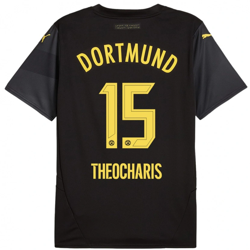 Danxen Kinder Elefterios Theocharis #15 Schwarz Gelb Auswärtstrikot Trikot 2024/25 T-Shirt Schweiz
