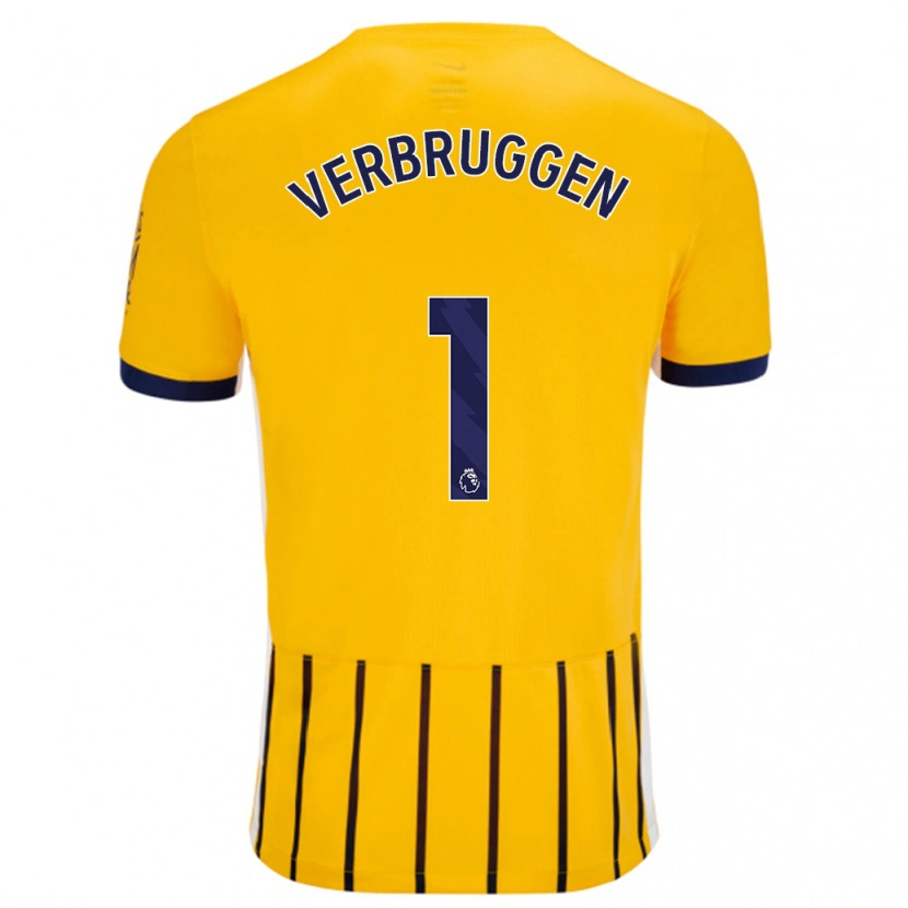 Danxen Kinder Bart Verbruggen #1 Gold Blau Nadelstreifen Auswärtstrikot Trikot 2024/25 T-Shirt Schweiz