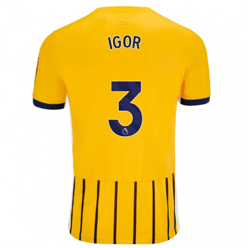 Danxen Kinder Igor #3 Gold Blau Nadelstreifen Auswärtstrikot Trikot 2024/25 T-Shirt Schweiz