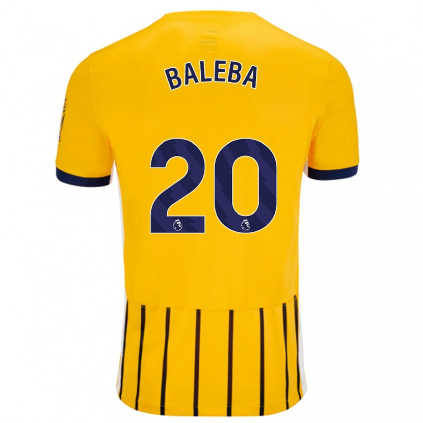Danxen Kinder Carlos Baleba #20 Gold Blau Nadelstreifen Auswärtstrikot Trikot 2024/25 T-Shirt Schweiz