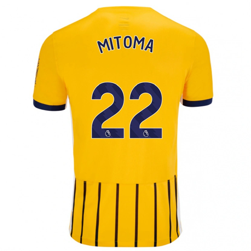 Danxen Kinder Kaoru Mitoma #22 Gold Blau Nadelstreifen Auswärtstrikot Trikot 2024/25 T-Shirt Schweiz