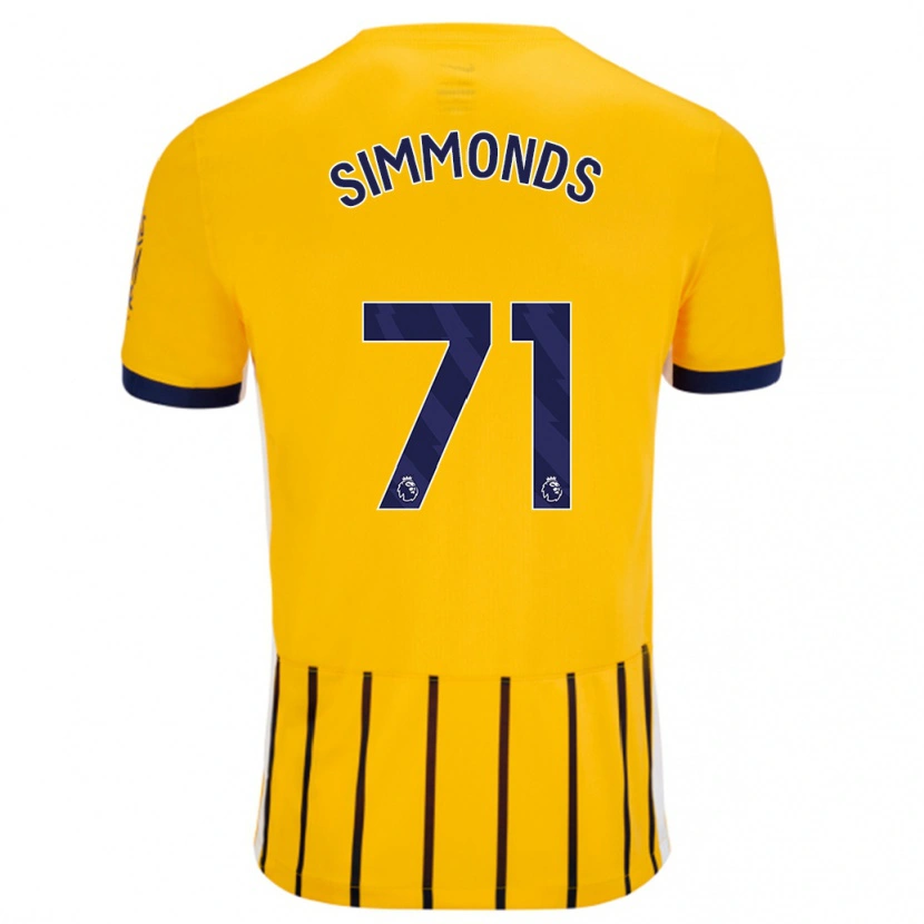 Danxen Kinder Freddie Simmonds #71 Gold Blau Nadelstreifen Auswärtstrikot Trikot 2024/25 T-Shirt Schweiz