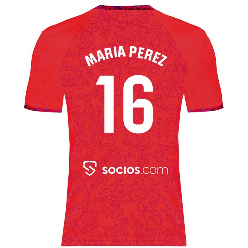Danxen Kinder María Pérez Rabaza #16 Rot Auswärtstrikot Trikot 2024/25 T-Shirt Schweiz