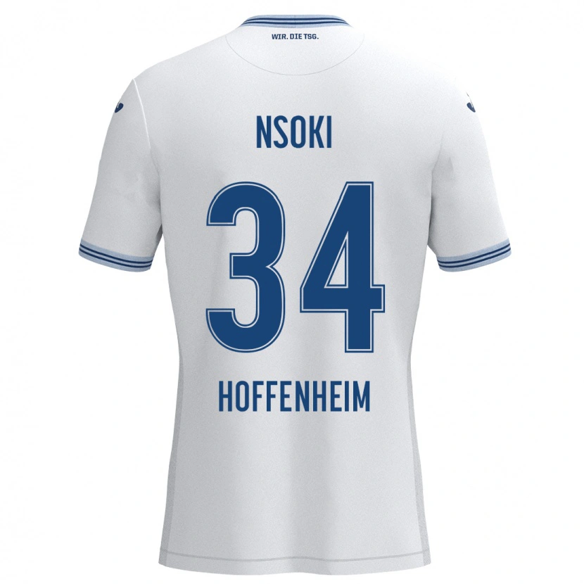 Danxen Kinder Stanley Nsoki #34 Weiß Blau Auswärtstrikot Trikot 2024/25 T-Shirt Schweiz