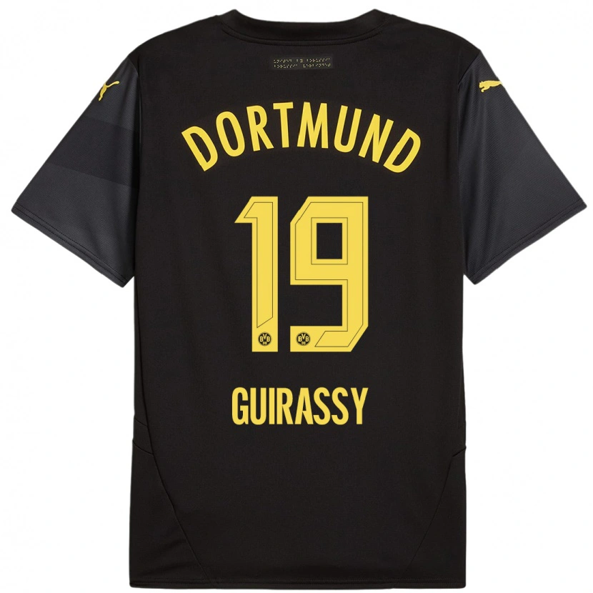 Danxen Herren Serhou Guirassy #19 Schwarz Gelb Auswärtstrikot Trikot 2024/25 T-Shirt Schweiz