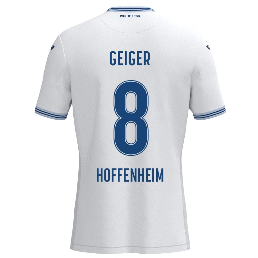 Danxen Herren Dennis Geiger #8 Weiß Blau Auswärtstrikot Trikot 2024/25 T-Shirt Schweiz