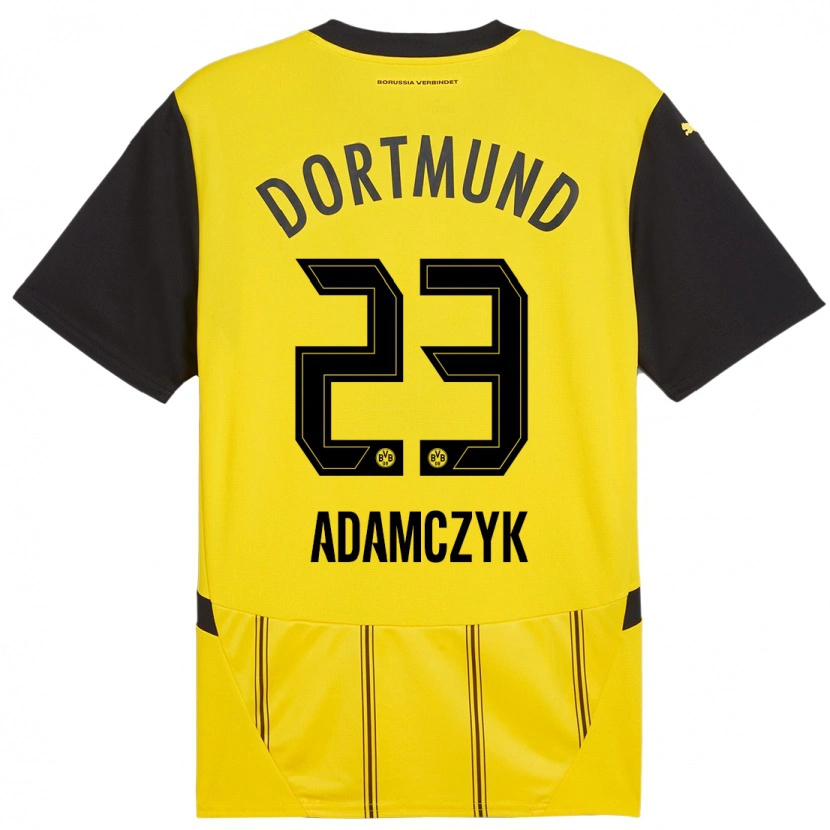 Danxen Damen Nico Adamczyk #23 Gelb Schwarz Heimtrikot Trikot 2024/25 T-Shirt Schweiz