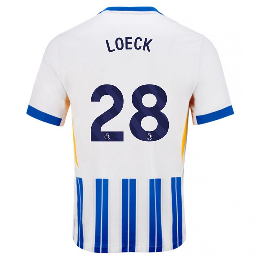 Danxen Damen Melina Loeck #28 Weiß Blaue Nadelstreifen Heimtrikot Trikot 2024/25 T-Shirt Schweiz