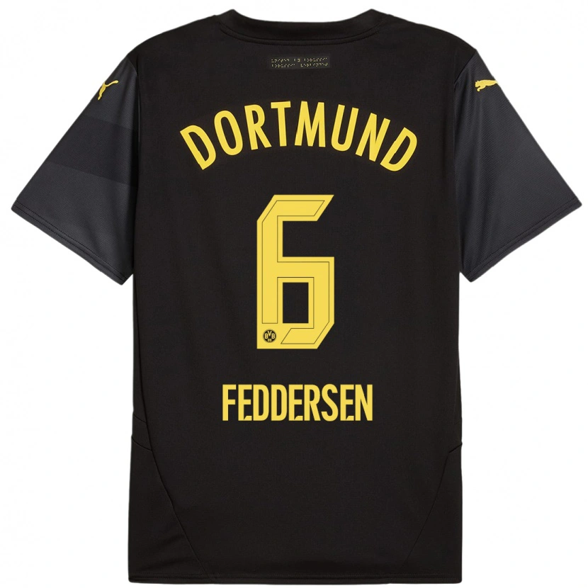 Danxen Damen Jonas Feddersen #6 Schwarz Gelb Auswärtstrikot Trikot 2024/25 T-Shirt Schweiz