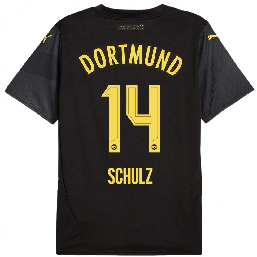 Danxen Damen Nico Schulz #14 Schwarz Gelb Auswärtstrikot Trikot 2024/25 T-Shirt Schweiz