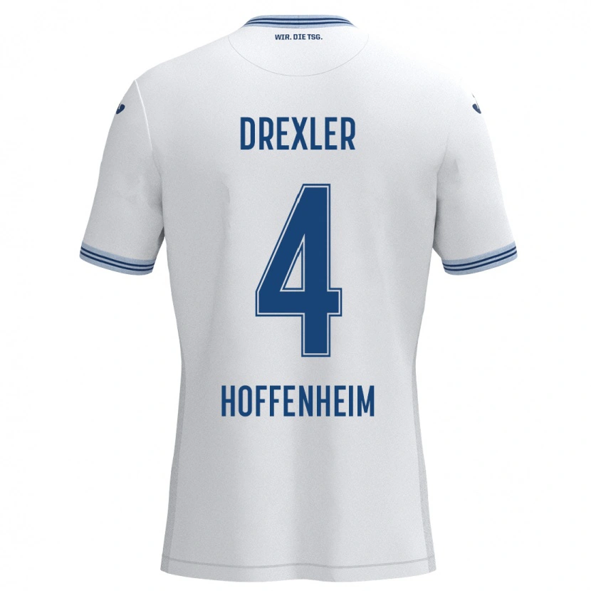 Danxen Damen Tim Drexler #4 Weiß Blau Auswärtstrikot Trikot 2024/25 T-Shirt Schweiz