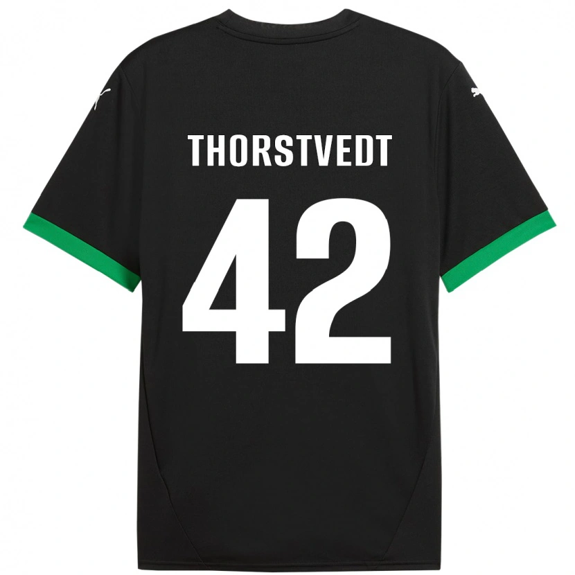 Danxen Kinder Kristian Thorstvedt #42 Schwarz Dunkelgrün Heimtrikot Trikot 2024/25 T-Shirt Schweiz