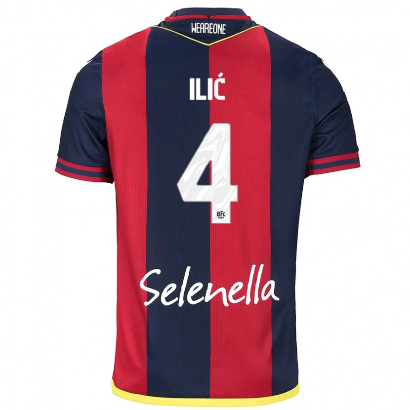 Danxen Kinder Mihajlo Ilić #4 Rot Königsblau Heimtrikot Trikot 2024/25 T-Shirt Schweiz