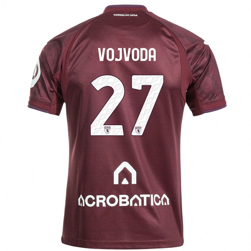 Danxen Kinder Mërgim Vojvoda #27 Kastanienbraun Weiß Heimtrikot Trikot 2024/25 T-Shirt Schweiz