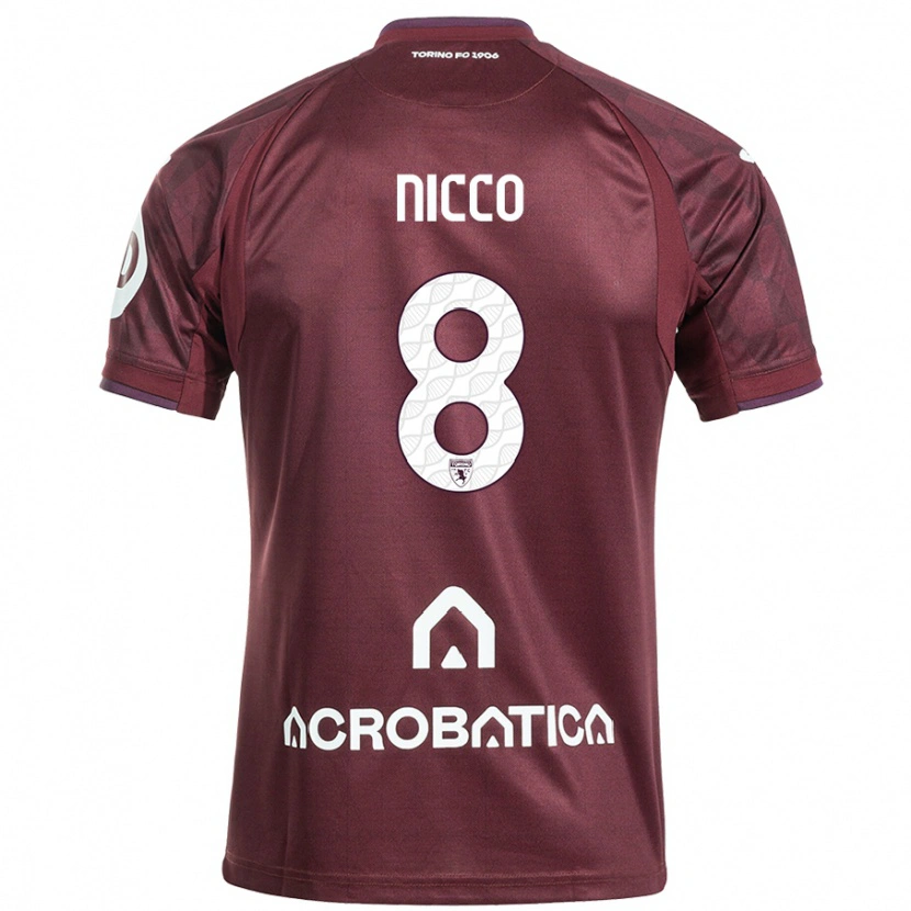 Danxen Kinder Giada Nicco #8 Kastanienbraun Weiß Heimtrikot Trikot 2024/25 T-Shirt Schweiz