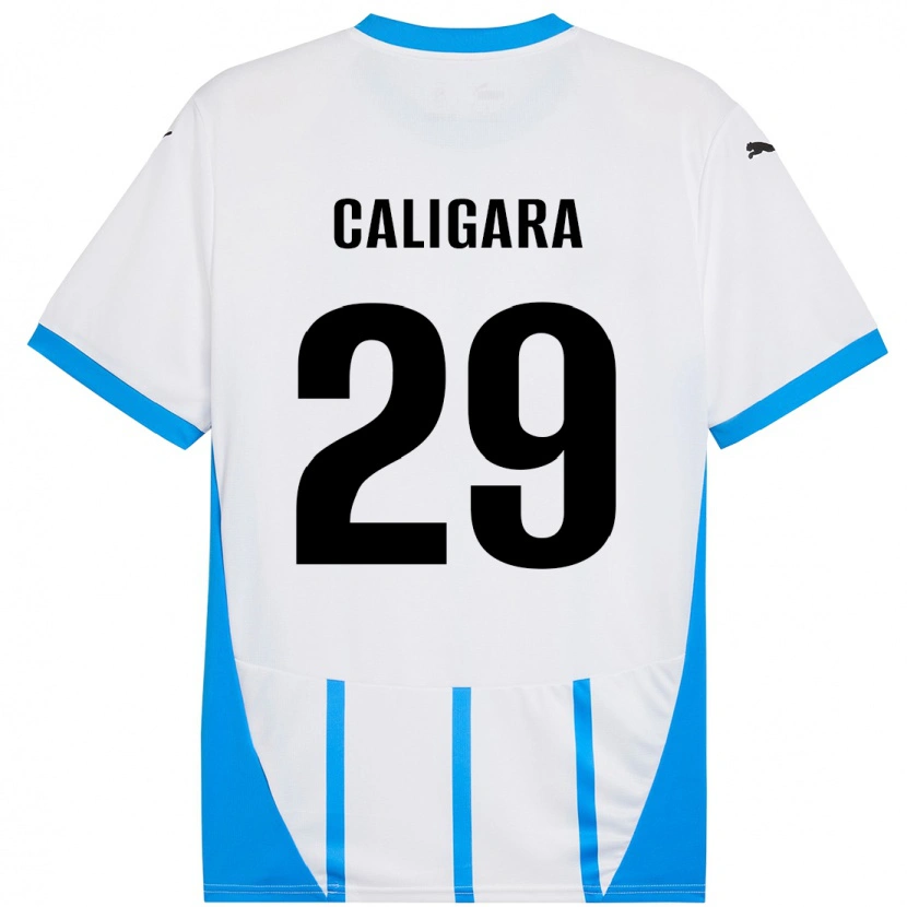 Danxen Kinder Fabrizio Caligara #29 Weiß Blau Auswärtstrikot Trikot 2024/25 T-Shirt Schweiz
