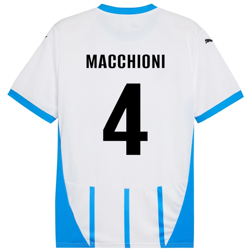 Danxen Kinder Tommaso Macchioni #4 Weiß Blau Auswärtstrikot Trikot 2024/25 T-Shirt Schweiz
