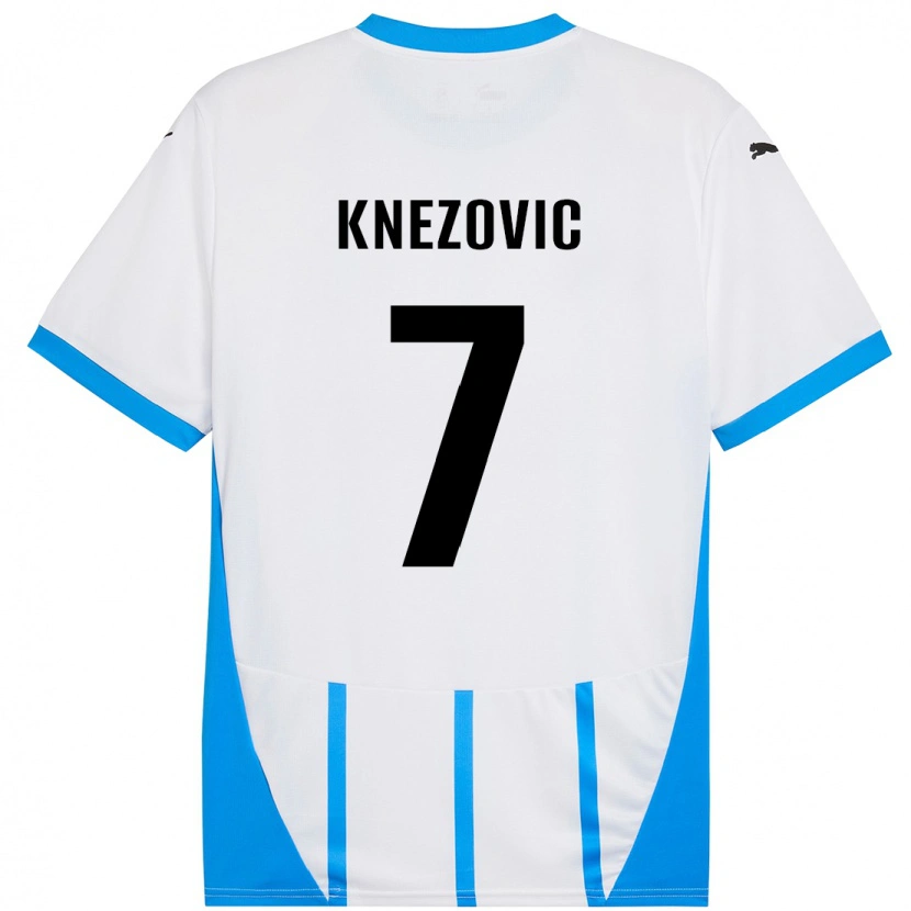 Danxen Kinder Borna Knezovic #7 Weiß Blau Auswärtstrikot Trikot 2024/25 T-Shirt Schweiz