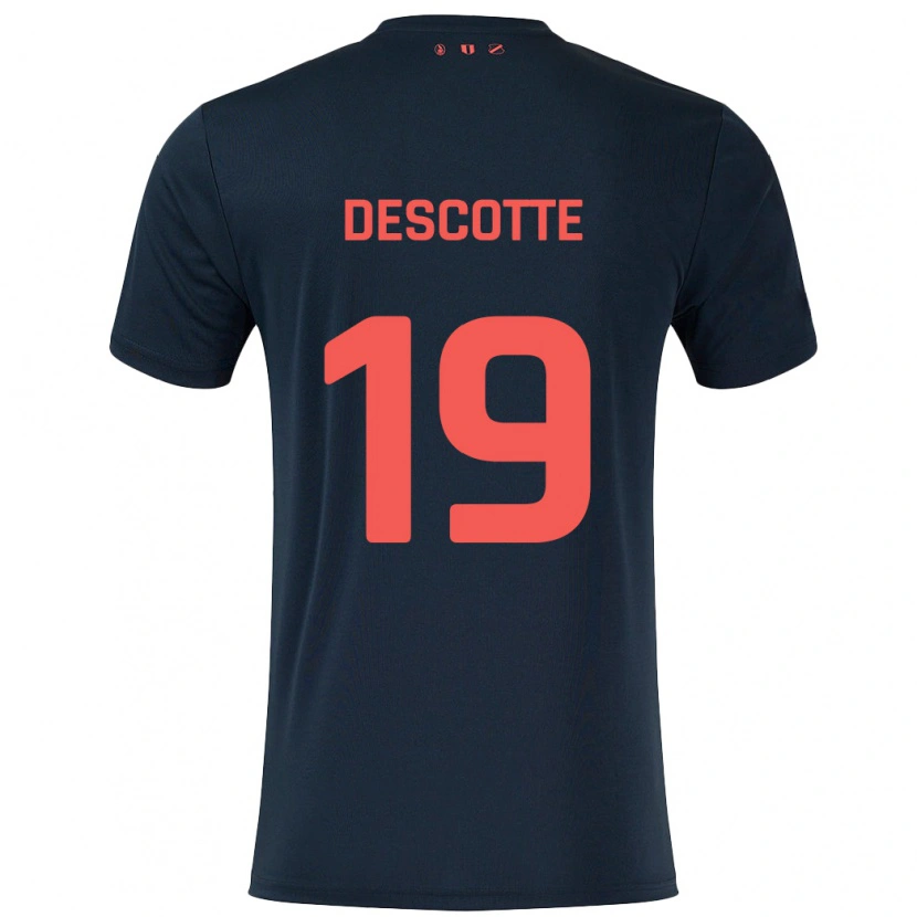 Danxen Kinder Anthony Descotte #19 Schwarz Rot Auswärtstrikot Trikot 2024/25 T-Shirt Schweiz