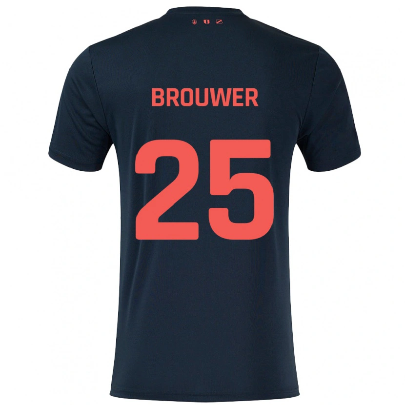 Danxen Kinder Michael Brouwer #25 Schwarz Rot Auswärtstrikot Trikot 2024/25 T-Shirt Schweiz