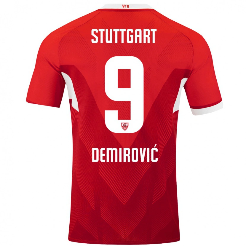 Danxen Kinder Ermedin Demirovic #9 Rot Weiß Auswärtstrikot Trikot 2024/25 T-Shirt Schweiz