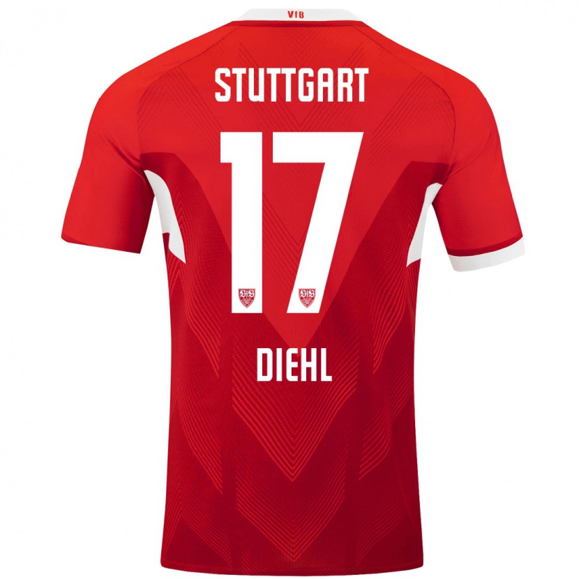 Danxen Kinder Justin Diehl #17 Rot Weiß Auswärtstrikot Trikot 2024/25 T-Shirt Schweiz