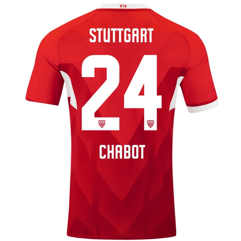 Danxen Kinder Jeff Chabot #24 Rot Weiß Auswärtstrikot Trikot 2024/25 T-Shirt Schweiz