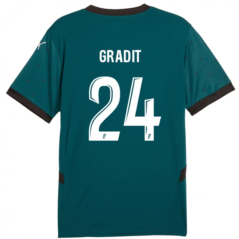 Danxen Kinder Jonathan Gradit #24 Dunkelgrün Auswärtstrikot Trikot 2024/25 T-Shirt Schweiz