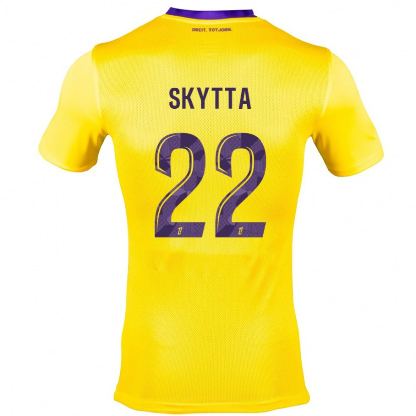 Danxen Kinder Naatan Skyttä #22 Gelb Lila Auswärtstrikot Trikot 2024/25 T-Shirt Schweiz