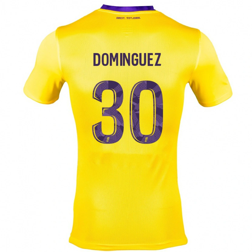 Danxen Kinder Álex Domínguez #30 Gelb Lila Auswärtstrikot Trikot 2024/25 T-Shirt Schweiz