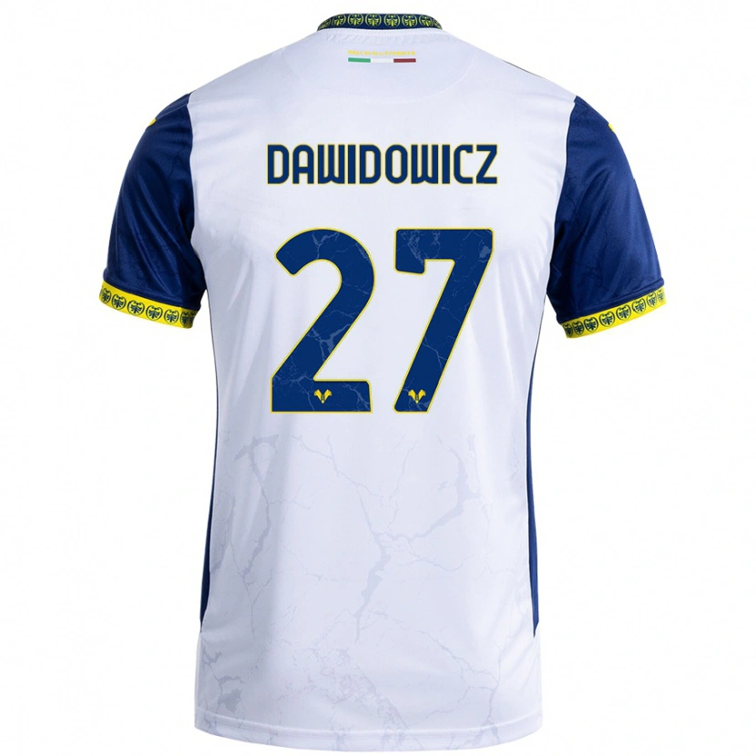 Danxen Kinder Paweł Dawidowicz #27 Weiß Blau Auswärtstrikot Trikot 2024/25 T-Shirt Schweiz