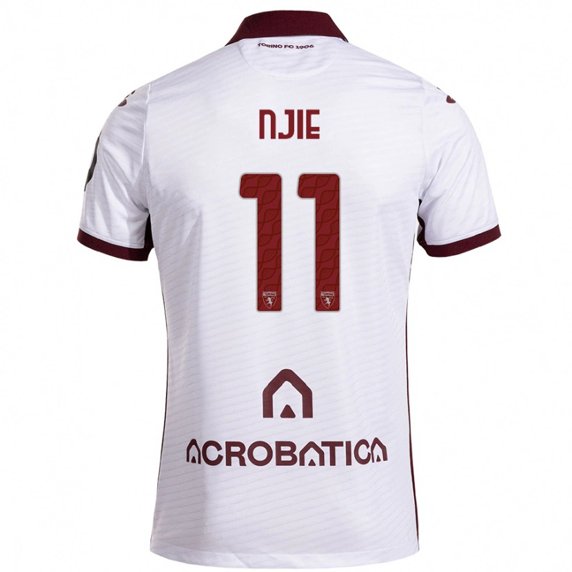 Danxen Kinder Alieu Njie #11 Weiß Kastanienbraun Auswärtstrikot Trikot 2024/25 T-Shirt Schweiz