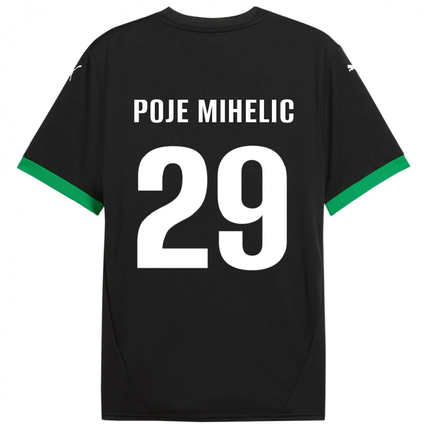 Danxen Herren Naja Poje Mihelič #29 Schwarz Dunkelgrün Heimtrikot Trikot 2024/25 T-Shirt Schweiz