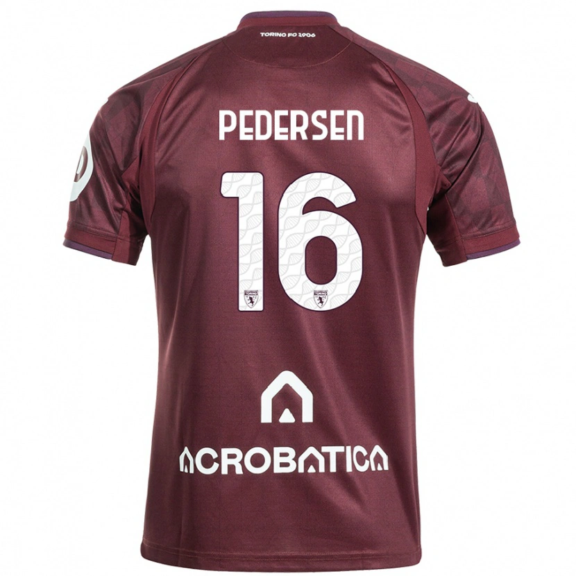 Danxen Herren Marcus Pedersen #16 Kastanienbraun Weiß Heimtrikot Trikot 2024/25 T-Shirt Schweiz