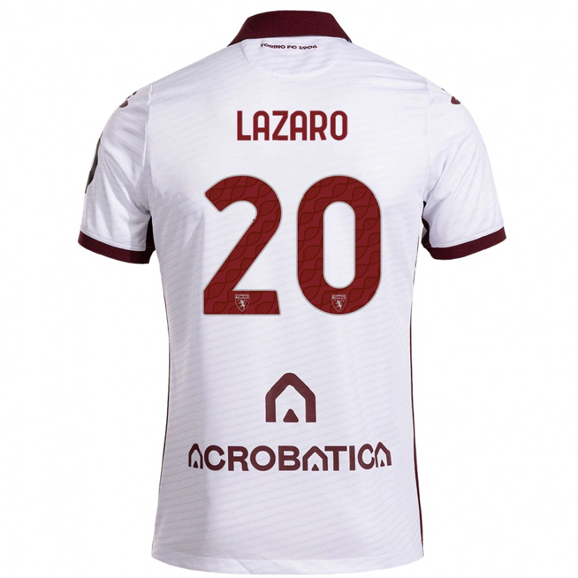 Danxen Herren Valentino Lazaro #20 Weiß Kastanienbraun Auswärtstrikot Trikot 2024/25 T-Shirt Schweiz