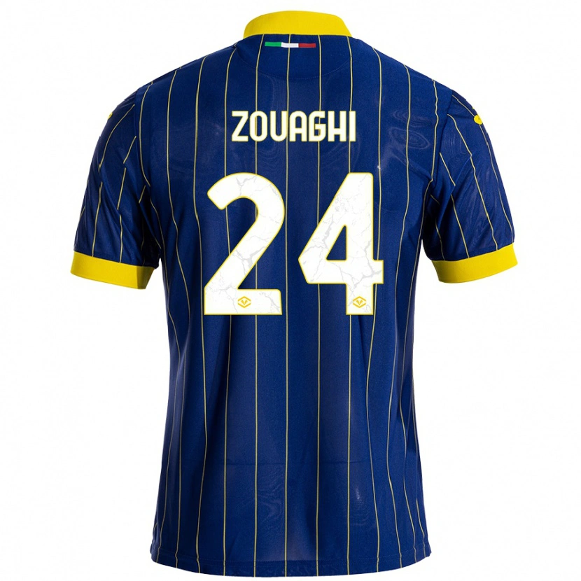 Danxen Damen Thomas Zouaghi #24 Blau Gelb Heimtrikot Trikot 2024/25 T-Shirt Schweiz