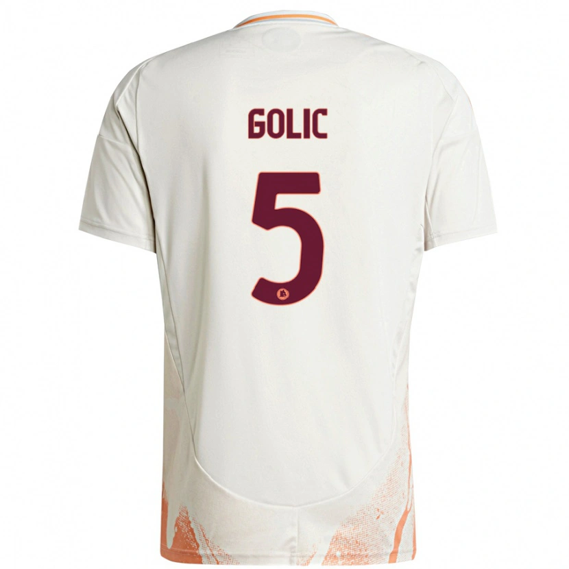 Danxen Damen Lovro Golic #5 Cremeweiß Orange Auswärtstrikot Trikot 2024/25 T-Shirt Schweiz