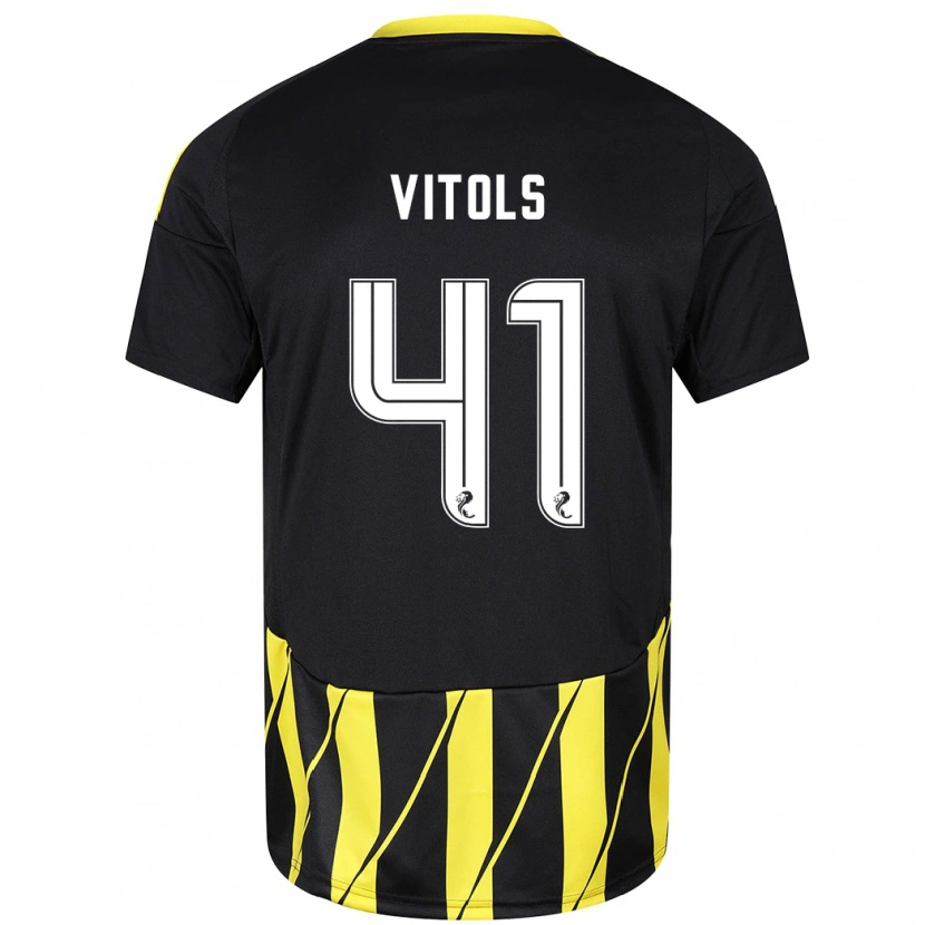 Danxen Kinder Rodrigo Vitols #41 Schwarz Gelb Auswärtstrikot Trikot 2024/25 T-Shirt Schweiz