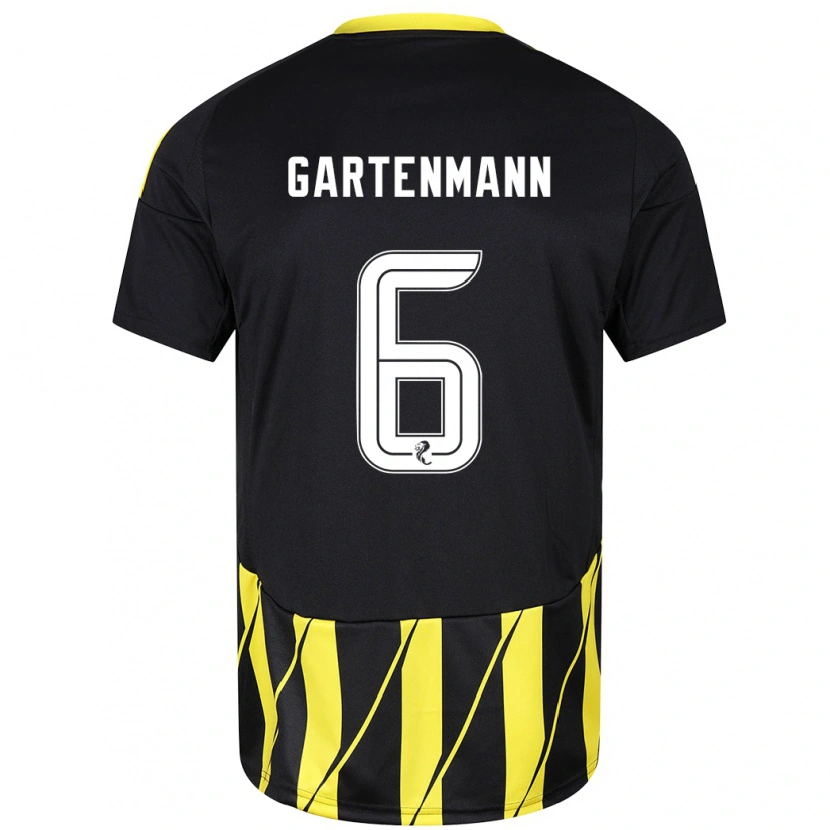Danxen Kinder Stefan Gartenmann #6 Schwarz Gelb Auswärtstrikot Trikot 2024/25 T-Shirt Schweiz