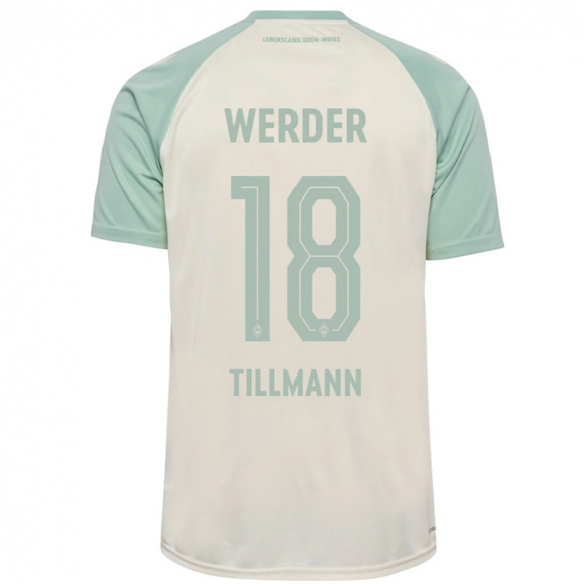 Danxen Kinder Felix Tillmann #18 Cremeweiß Hellgrün Auswärtstrikot Trikot 2024/25 T-Shirt Schweiz