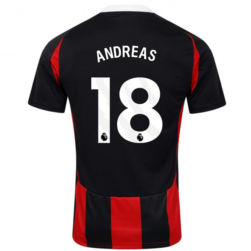 Danxen Kinder Andreas Pereira #18 Schwarz Rot Auswärtstrikot Trikot 2024/25 T-Shirt Schweiz