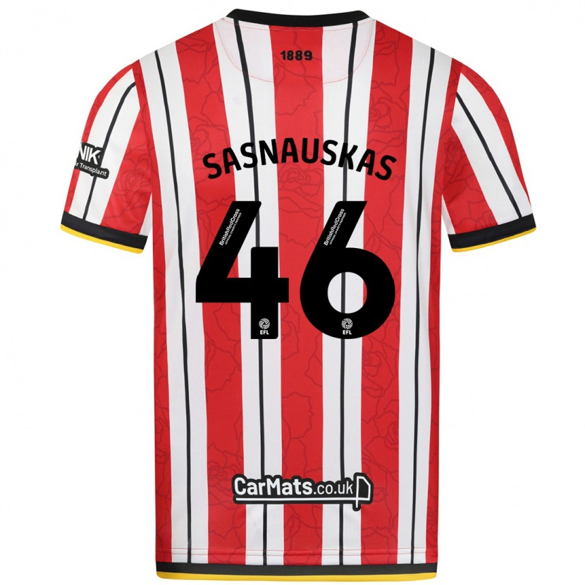 Danxen Herren Dovydas Sasnauskas #46 Rot Weiße Streifen Heimtrikot Trikot 2024/25 T-Shirt Schweiz