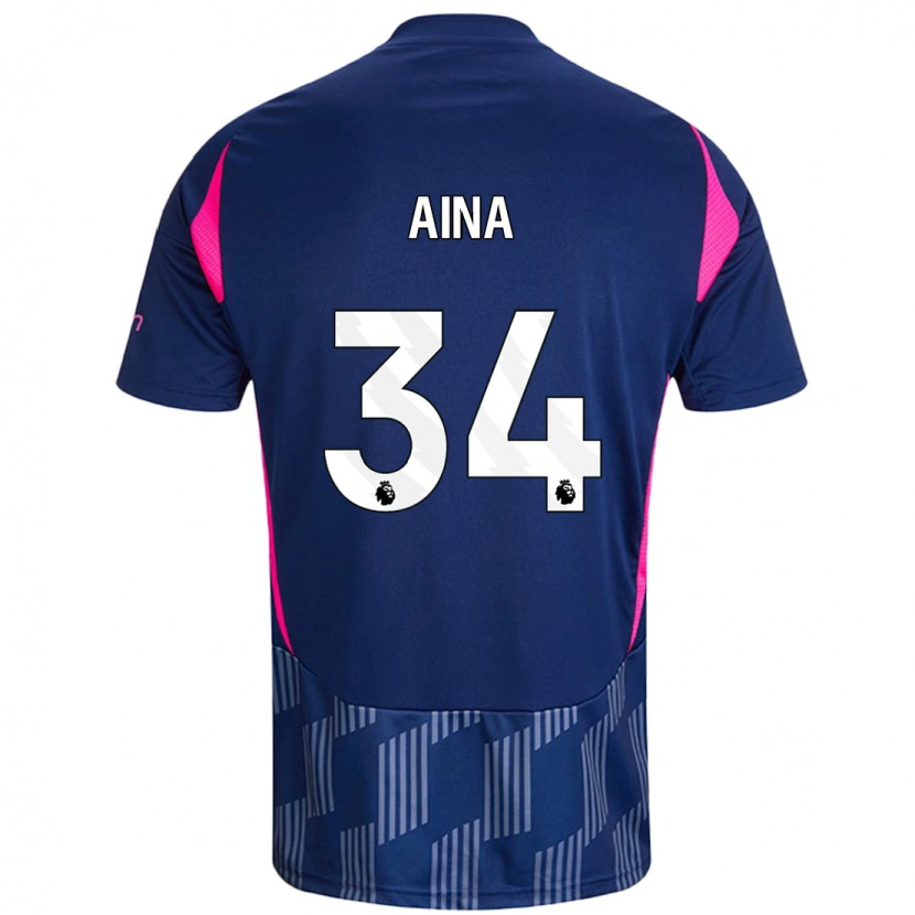 Danxen Herren Ola Aina #34 Königsblau Rosa Auswärtstrikot Trikot 2024/25 T-Shirt Schweiz