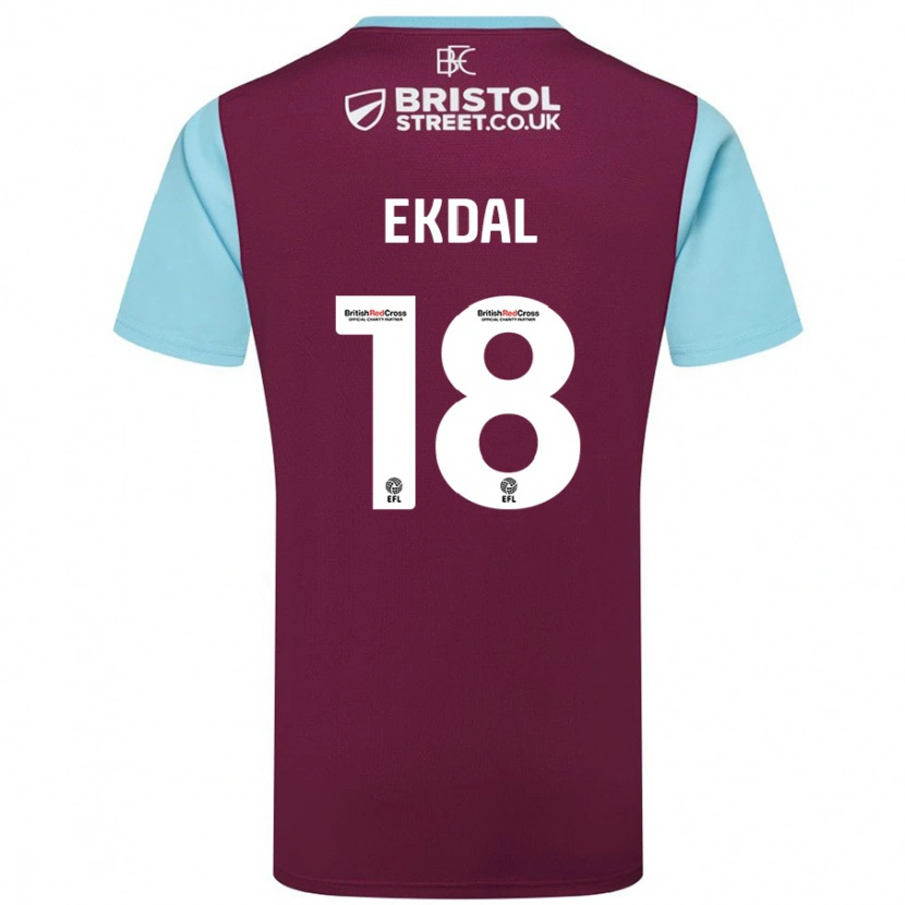 Danxen Damen Hjalmar Ekdal #18 Burgunderrot Himmelblau Heimtrikot Trikot 2024/25 T-Shirt Schweiz