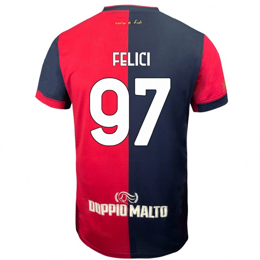 Danxen Kinder Mattia Felici #97 Rot Dunkleres Blau Heimtrikot Trikot 2024/25 T-Shirt Schweiz